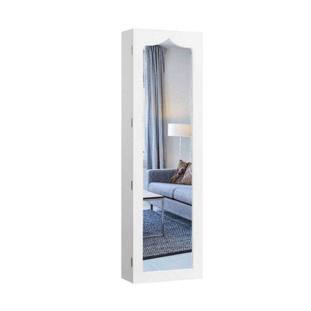 Wall mirror jewelry holder with lighting