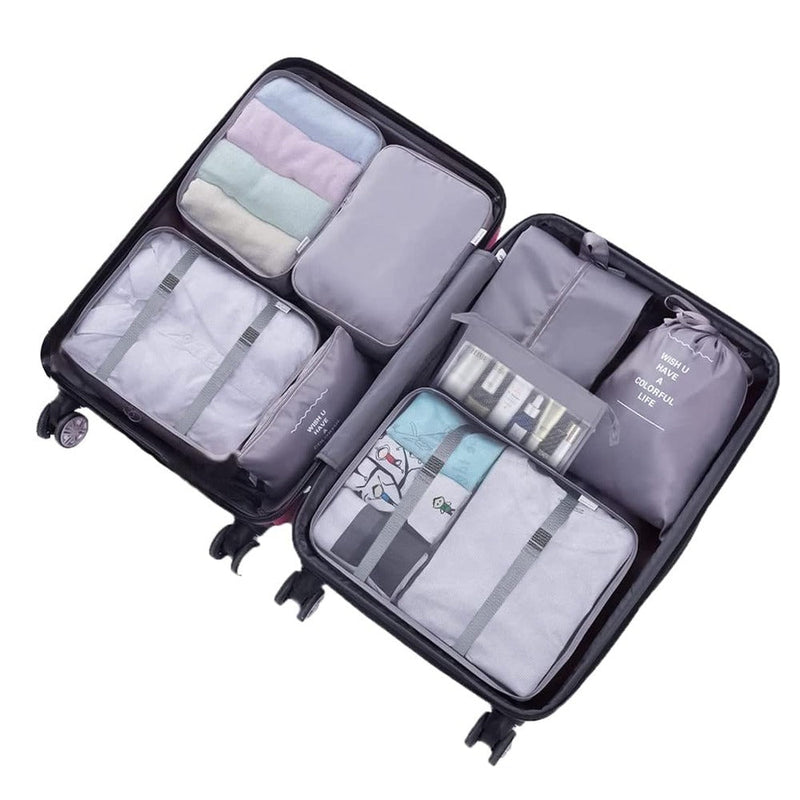 Set organizator pentru bagaje, 8 piese, gri