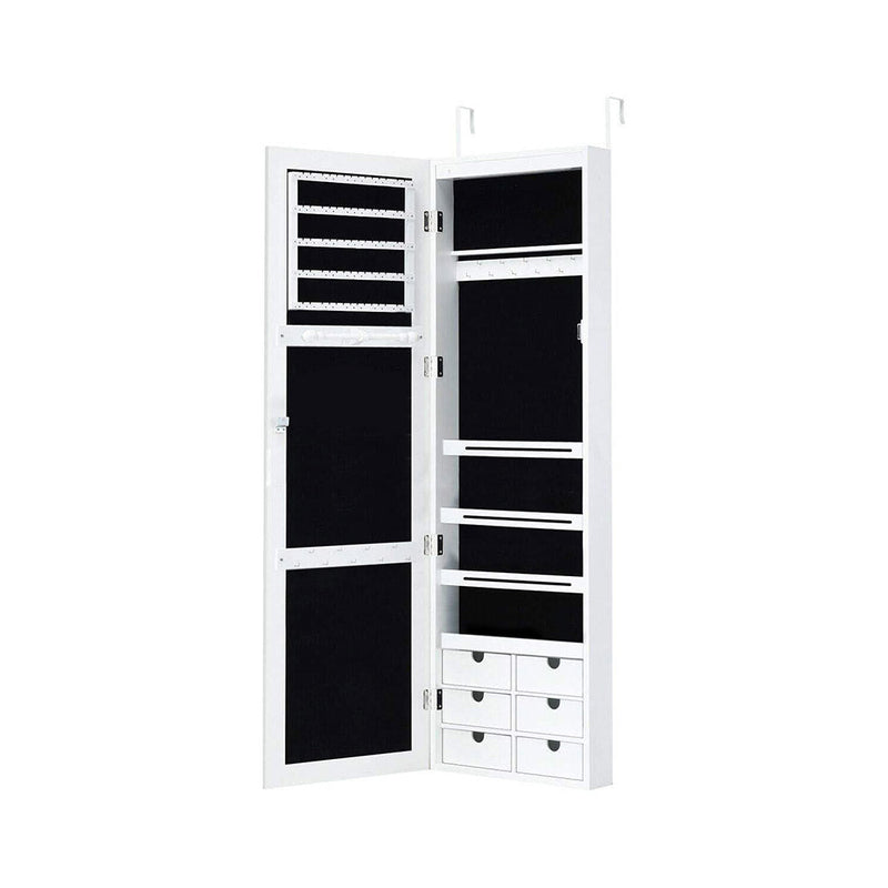 Wall mirror jewelry holder with lighting