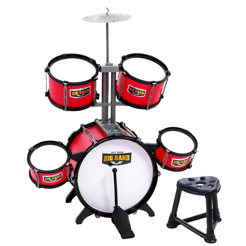 Game drum set with chair, burgundy